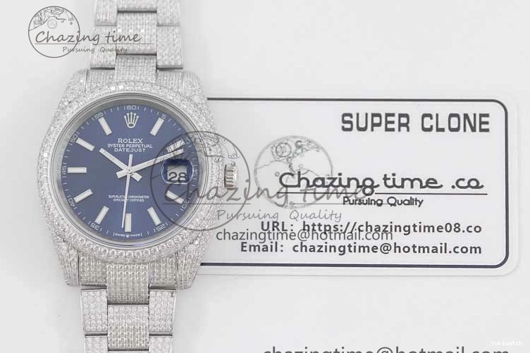 TWF Dial Edition Full Markers SS 1:1 Blue on Best A2824 Bracelet Stick Datejust Diamonds 41 0210